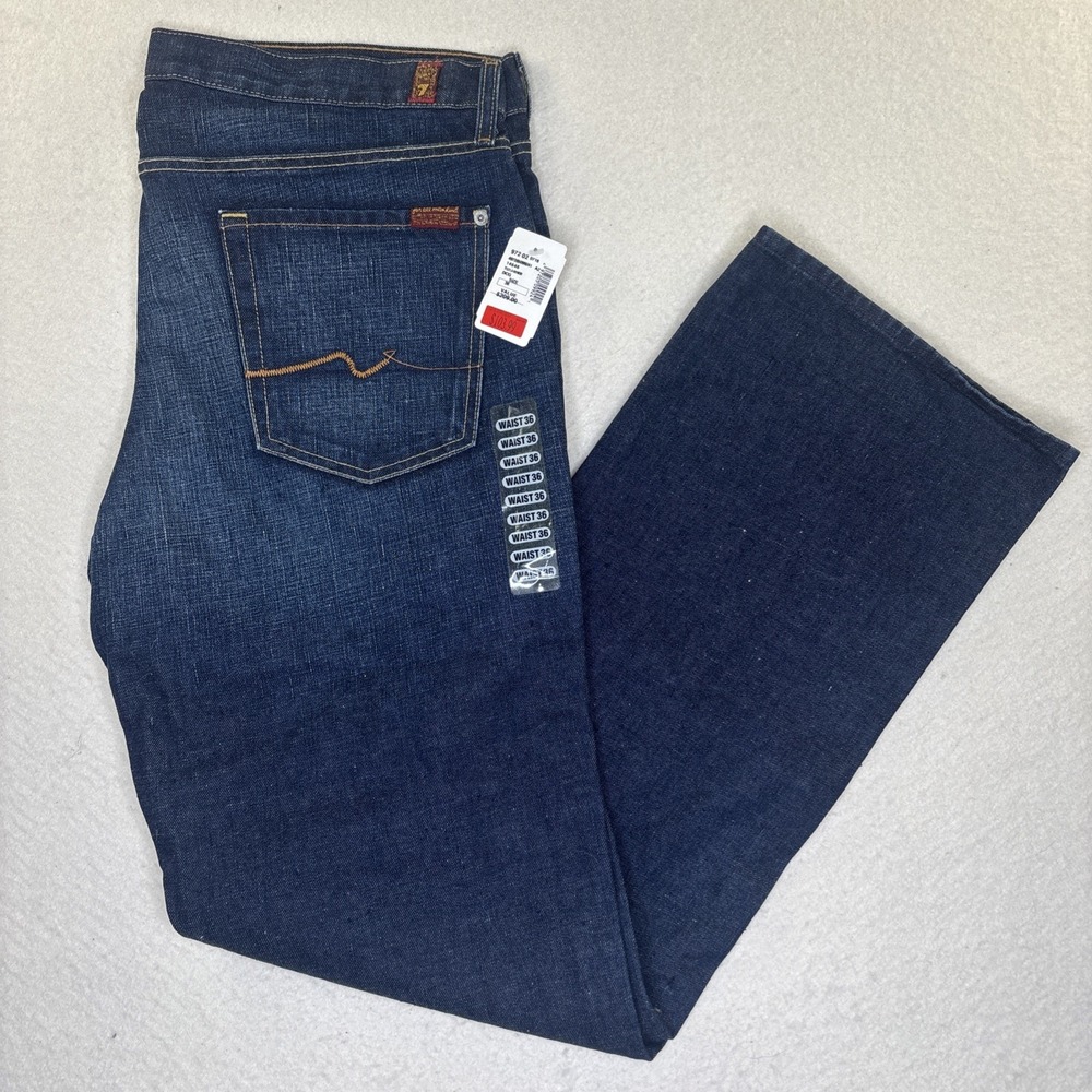Vtg DEADSTOCK 7 For All Mankind Bootcut 38x34 Dark Wash Relaxed Jeans Y2K NWT